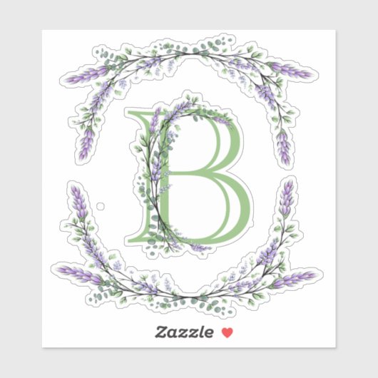 Sticker L'alphabet Monogramme "B" Lavender Eucalyptus (Feuille)