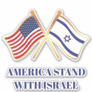 Sticker L'Amérique tient le drapeau israélien de la libert