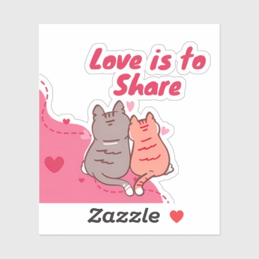Sticker L'amour, c'est partager de mignons chats (Feuille)