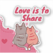 Sticker L'amour, c'est partager de mignons chats (Devant)