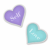 Sticker L'amour de soi dans les coeurs pourpres et Turquoi (Devant)