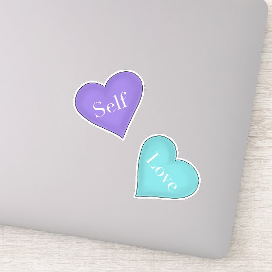 Sticker L'amour de soi dans les coeurs pourpres et Turquoi (Détail)