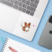 Sticker L'amour des chiots (Ordinateur portable avec iPhone)