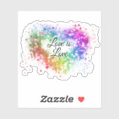 Sticker L'amour est l'amour pétillant coloré coeur arc-en- (Feuille)