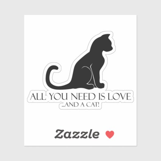 Sticker L'amour et un chat (Feuille)