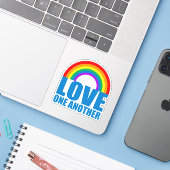 Sticker L'amour l'autre arc-en-ciel chrétien (Ordinateur portable avec iPhone)