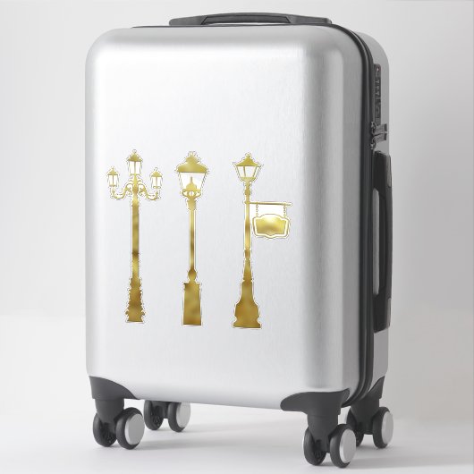 Sticker Lampe en laiton victorien post or clair (Sur valise)