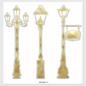 Sticker Lampe en laiton victorien post or clair (Feuille)