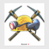 Sticker Lampe frontale de casque de mineur de charbon Pièc (Feuille)
