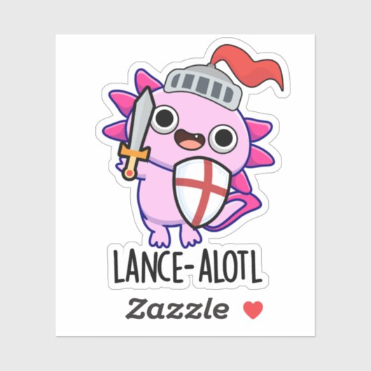 Sticker Lance-a-lotl Funny Axolotl Knight Pun (Feuille)