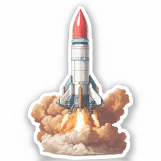 Sticker Lancement de la fusée spatiale