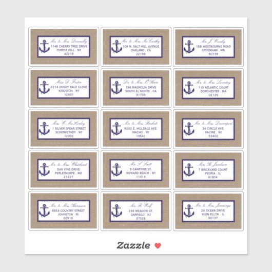 Sticker L'Ancre De La Marine Sur La Collection De Mariages (Feuille)