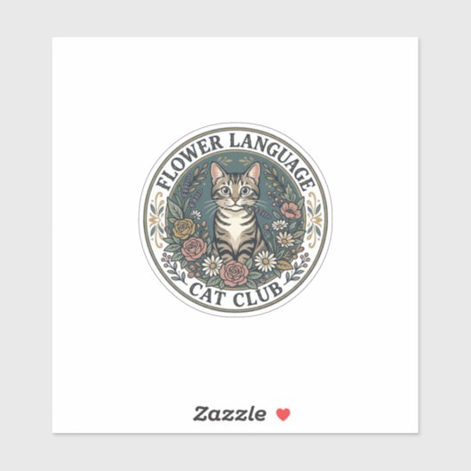 Sticker Langage Fleur Chat Chat Graphique Tee Art - Fleur (Feuille)