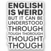 Sticker L'anglais est bizarre et drôle Grammar Contour Cut (Recto)