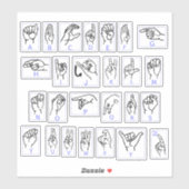 Sticker Langue des signes américaine Apprendre ASL Alphabe (Feuille)