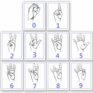 Sticker Langue des Signes Américaine, Apprendre les nombre