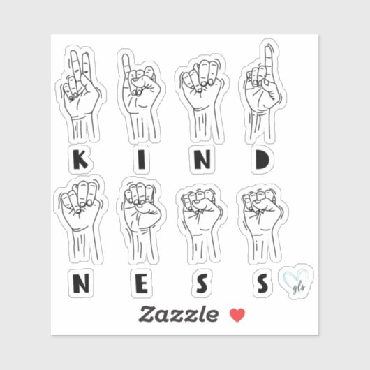 Sticker Langue des signes main de bonté ASL © GraphicLoveS (Feuille)