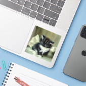 Sticker Langue vintage de Kitten noir et blanc (Ordinateur portable avec iPhone)