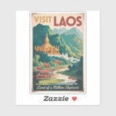 Sticker Laos Pha That Luang Illustration Travel Art (Feuille)