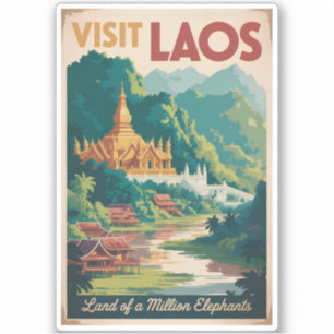 Sticker Laos Pha That Luang Illustration Voyage Art