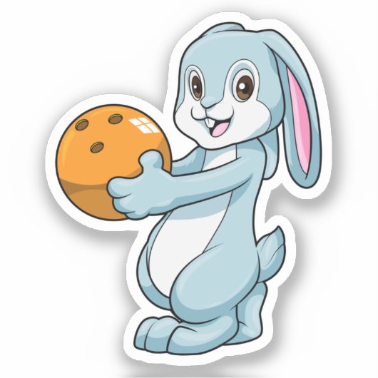 Sticker Lapin à Bowling avec Bowling balle (Recto)