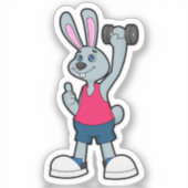 Sticker Lapin à la salle de sport avec haltère (Recto)