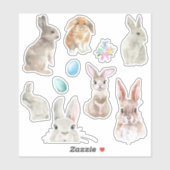 Sticker Lapin Aquarelle Lapin Printemps de Pâques (Feuille)