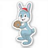 Sticker Lapin au baseball avec gant de baseball (Devant)