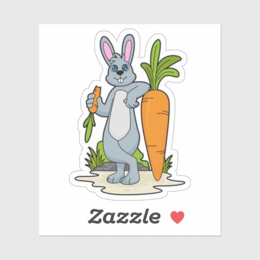 Sticker Lapin avec carotte (Feuille)