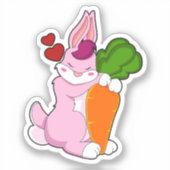 Sticker Lapin avec carotte et coeur (Recto)