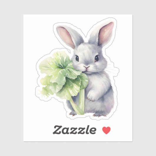Sticker Lapin avec chou (Feuille)