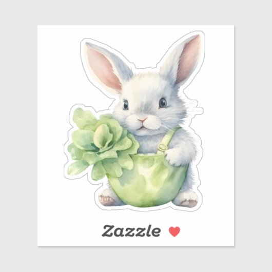 Sticker Lapin avec chou (Feuille)