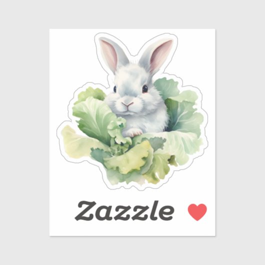 Sticker Lapin avec chou (Feuille)