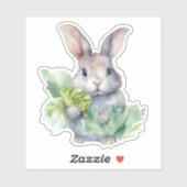 Sticker Lapin avec chou (Feuille)