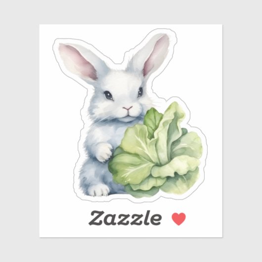 Sticker Lapin avec chou (Feuille)