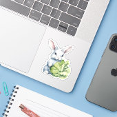 Sticker Lapin avec chou (Ordinateur portable avec iPhone)