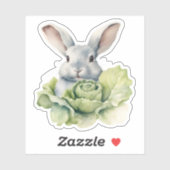 Sticker Lapin avec chou (Feuille)