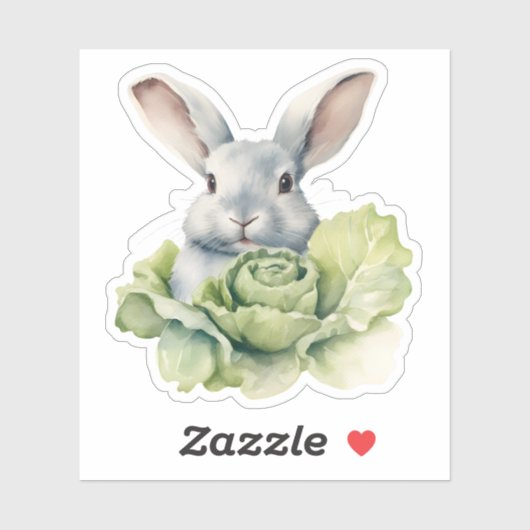 Sticker Lapin avec chou (Feuille)