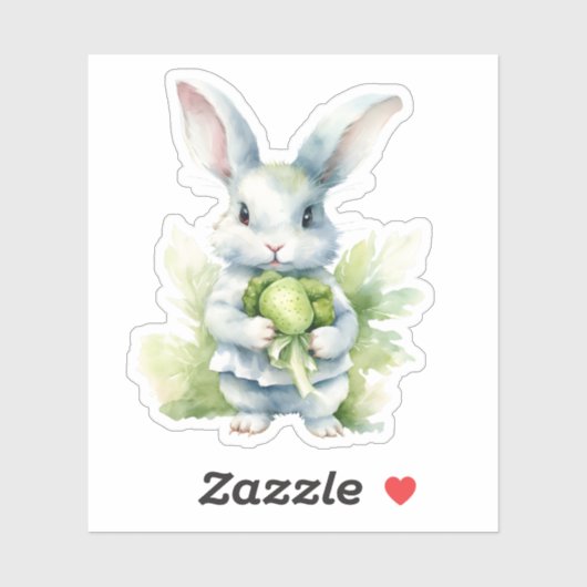 Sticker Lapin avec chou (Feuille)