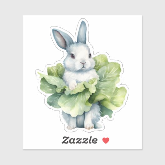 Sticker Lapin avec chou (Feuille)