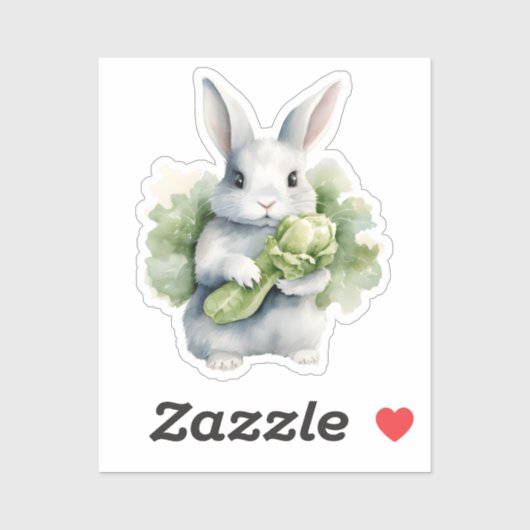 Sticker Lapin avec chou (Feuille)