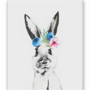 Sticker Lapin avec des fleurs