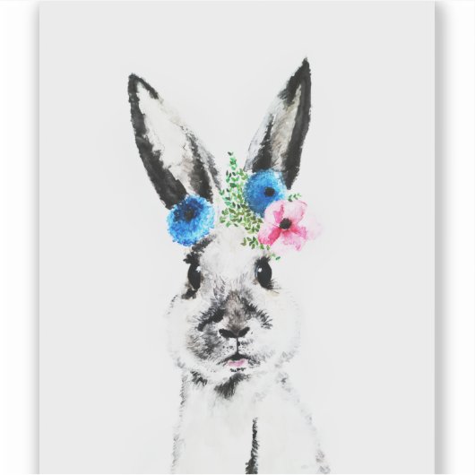 Sticker Lapin avec des fleurs (Devant)