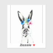 Sticker Lapin avec des fleurs (Feuille)