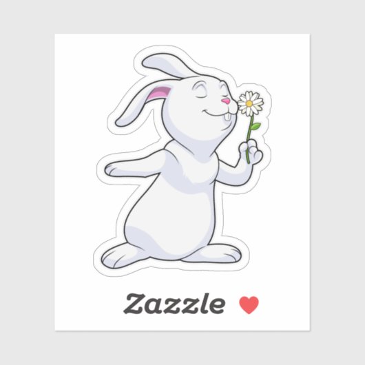 Sticker Lapin avec marguerite (Feuille)
