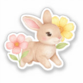 Sticker Lapin Bébé Mignon Fleurs de Lapin (Recto)