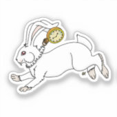 Sticker Lapin Blanc Chapelier Fou Graphiques Screwball (Recto)