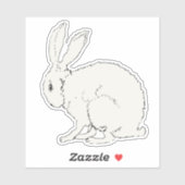 Sticker Lapin Blanc Simple Lapin Noir Outline Pâques (Feuille)