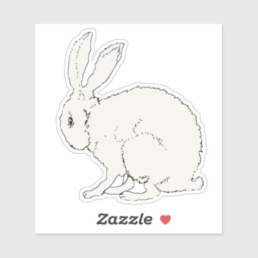 Sticker Lapin Blanc Simple Lapin Noir Outline Pâques (Feuille)