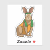 Sticker Lapin comme coureur avec serviette (Feuille)